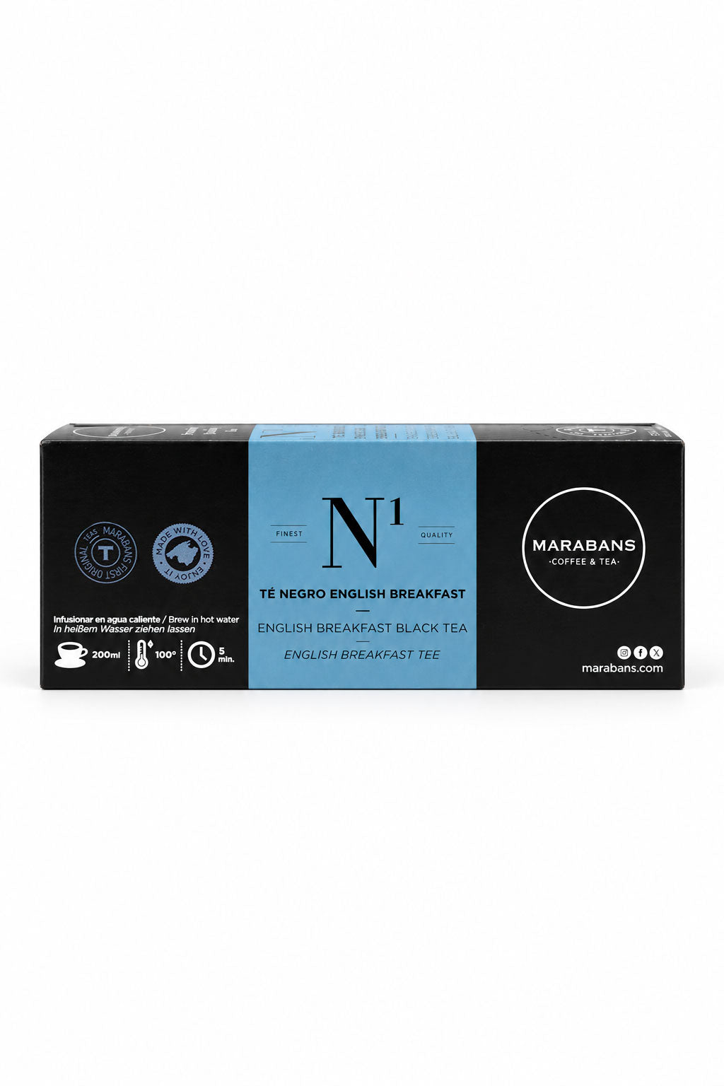 Té negro English Breakfast Marabans en bolsitas de filtro, caja