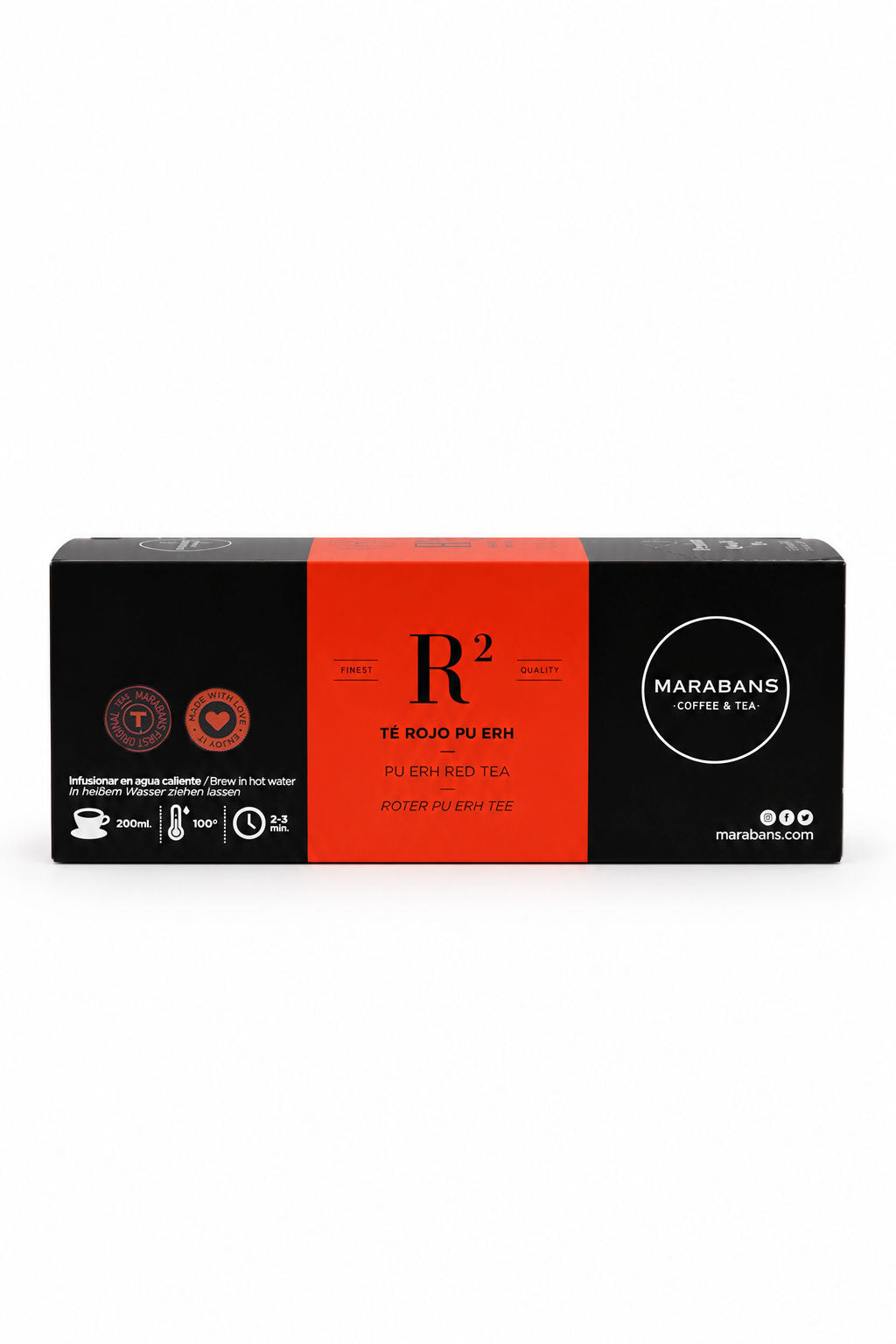 Té rojo Pu Erh Marabans en bolsitas de filtro, caja